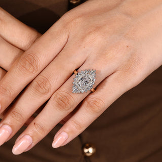 Cushion Hidden Halo Lab Grown Diamond Engagement Ring