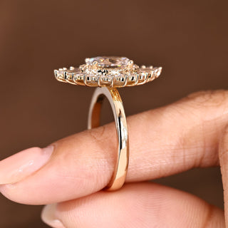Cushion Hidden Halo Lab Grown Diamond Engagement Ring
