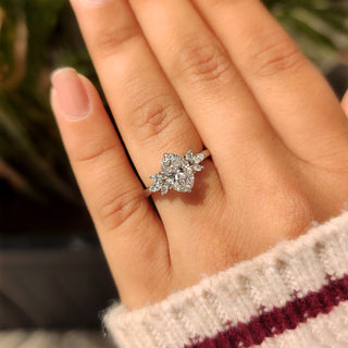 Cushion Hidden Halo Lab Grown Diamond Engagement Ring