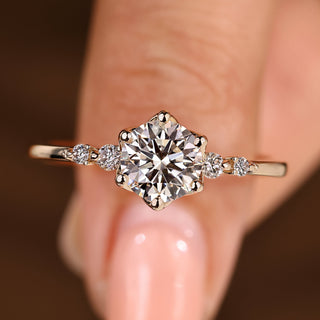 Cushion Hidden Halo Lab Grown Diamond Engagement Ring