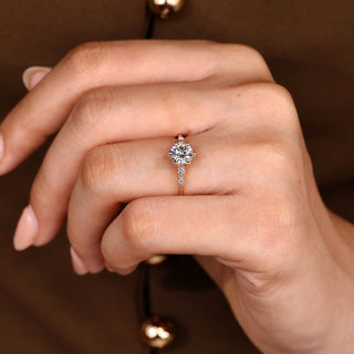 Cushion Hidden Halo Lab Grown Diamond Engagement Ring