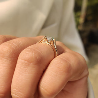 Cushion Hidden Halo Lab Grown Diamond Engagement Ring