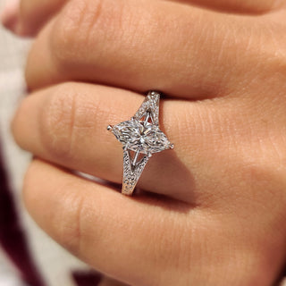 Cushion Hidden Halo Lab Grown Diamond Engagement Ring