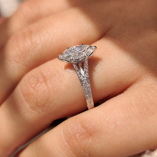 Cushion Hidden Halo Lab Grown Diamond Engagement Ring