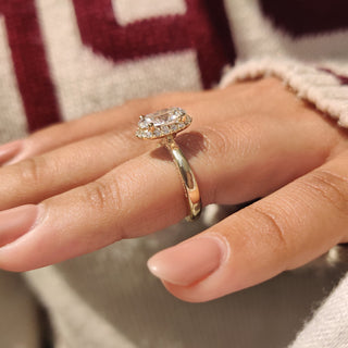 Cushion Hidden Halo Lab Grown Diamond Engagement Ring
