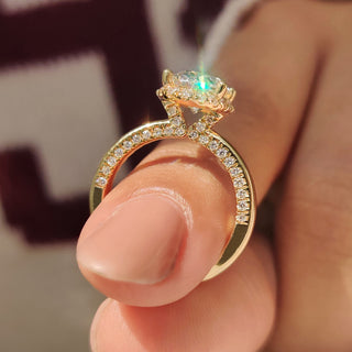 Cushion Hidden Halo Lab Grown Diamond Engagement Ring