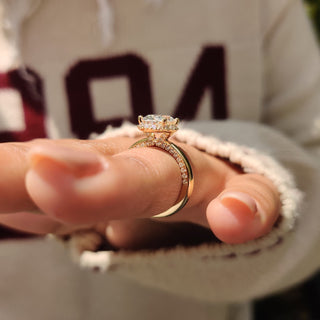 Cushion Hidden Halo Lab Grown Diamond Engagement Ring
