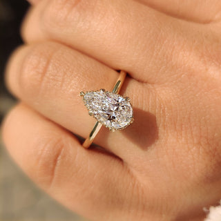 Cushion Hidden Halo Lab Grown Diamond Engagement Ring
