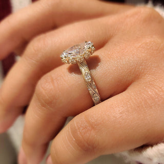 Cushion Hidden Halo Lab Grown Diamond Engagement Ring