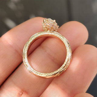 Cushion Hidden Halo Lab Grown Diamond Engagement Ring