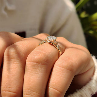 Cushion Hidden Halo Lab Grown Diamond Engagement Ring