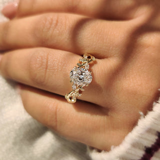 Cushion Hidden Halo Lab Grown Diamond Engagement Ring