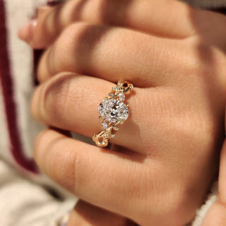 Cushion Hidden Halo Lab Grown Diamond Engagement Ring