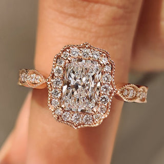 Cushion Hidden Halo Lab Grown Diamond Engagement Ring