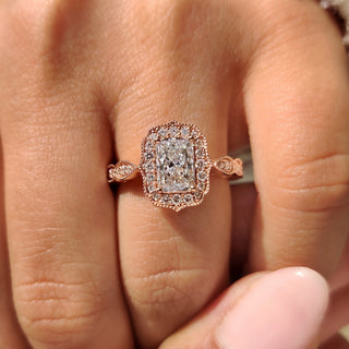 Cushion Hidden Halo Lab Grown Diamond Engagement Ring