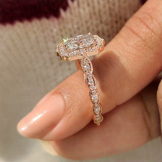Cushion Hidden Halo Lab Grown Diamond Engagement Ring