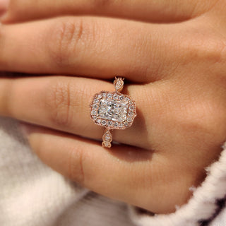 Cushion Hidden Halo Lab Grown Diamond Engagement Ring