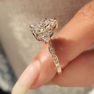 Cushion Hidden Halo Lab Grown Diamond Engagement Ring