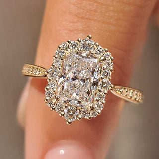 Cushion Hidden Halo Lab Grown Diamond Engagement Ring