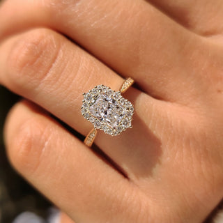 Cushion Hidden Halo Lab Grown Diamond Engagement Ring