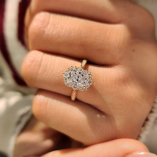 Cushion Hidden Halo Lab Grown Diamond Engagement Ring