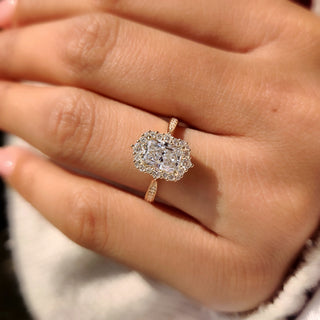 Cushion Hidden Halo Lab Grown Diamond Engagement Ring