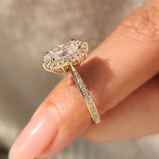 Cushion Hidden Halo Lab Grown Diamond Engagement Ring
