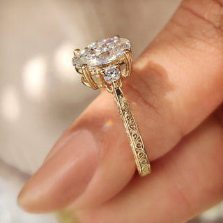 Cushion Hidden Halo Lab Grown Diamond Engagement Ring