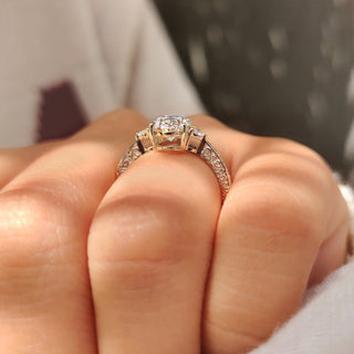 Cushion Hidden Halo Lab Grown Diamond Engagement Ring