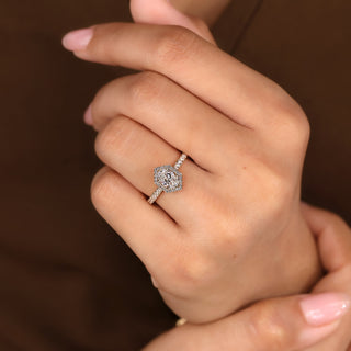 Cushion Hidden Halo Lab Grown Diamond Engagement Ring