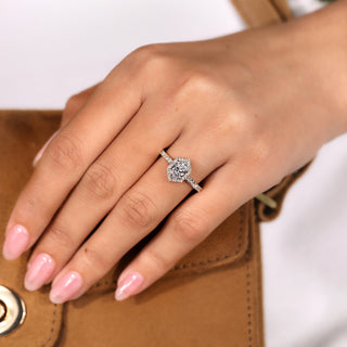 Cushion Hidden Halo Lab Grown Diamond Engagement Ring