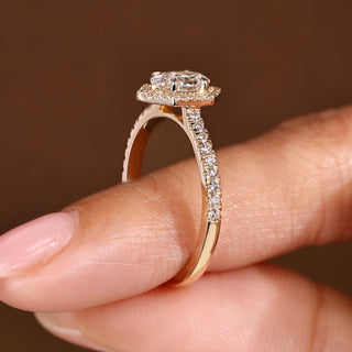 Cushion Hidden Halo Lab Grown Diamond Engagement Ring