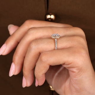 Cushion Hidden Halo Lab Grown Diamond Engagement Ring
