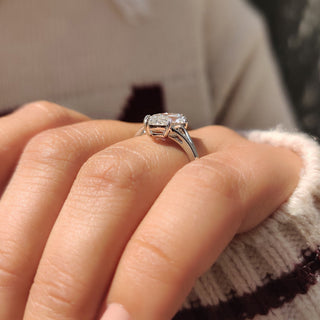 Cushion Hidden Halo Lab Grown Diamond Engagement Ring