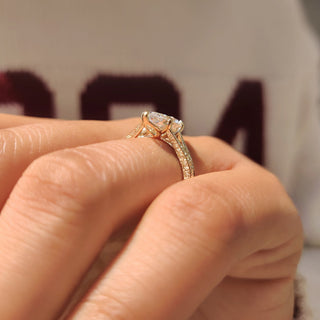 Cushion Hidden Halo Lab Grown Diamond Engagement Ring