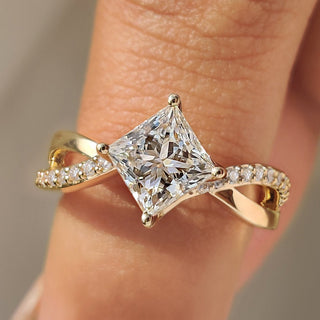 Cushion Hidden Halo Lab Grown Diamond Engagement Ring