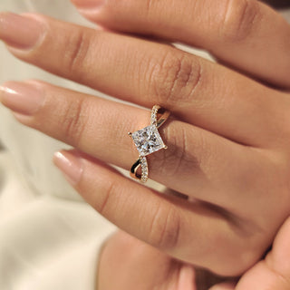 Cushion Hidden Halo Lab Grown Diamond Engagement Ring