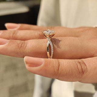 Cushion Hidden Halo Lab Grown Diamond Engagement Ring