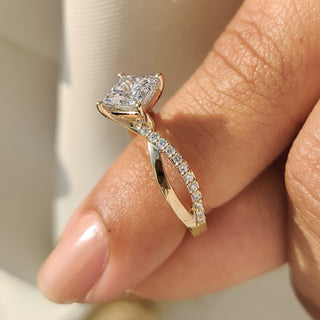 Cushion Hidden Halo Lab Grown Diamond Engagement Ring