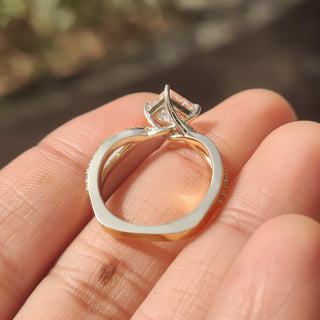 Cushion Hidden Halo Lab Grown Diamond Engagement Ring