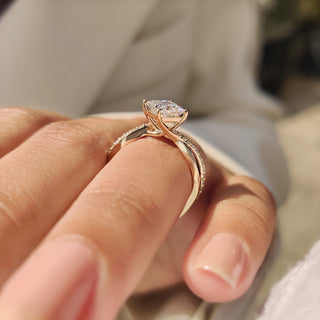Cushion Hidden Halo Lab Grown Diamond Engagement Ring