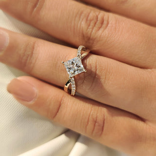Cushion Hidden Halo Lab Grown Diamond Engagement Ring