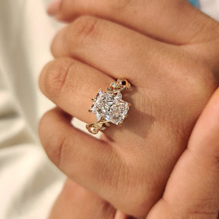 Cushion Hidden Halo Lab Grown Diamond Engagement Ring