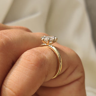Cushion Hidden Halo Lab Grown Diamond Engagement Ring
