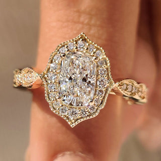 Cushion Hidden Halo Lab Grown Diamond Engagement Ring