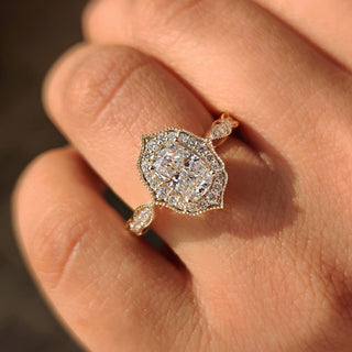Cushion Hidden Halo Lab Grown Diamond Engagement Ring