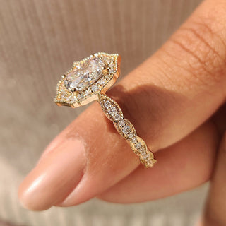 Cushion Hidden Halo Lab Grown Diamond Engagement Ring