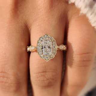 Cushion Hidden Halo Lab Grown Diamond Engagement Ring