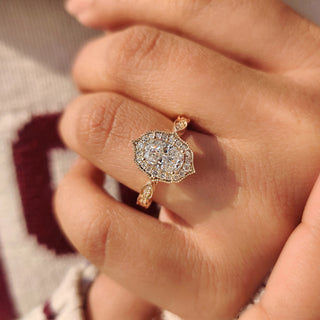 Cushion Hidden Halo Lab Grown Diamond Engagement Ring