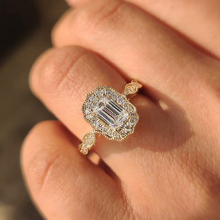 Cushion Hidden Halo Lab Grown Diamond Engagement Ring